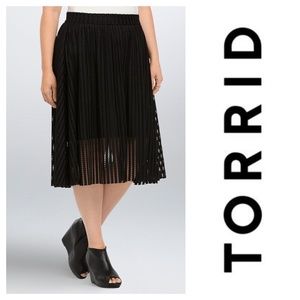 Torrid Plus Size Mesh Stripe A-Line Midi Skirt